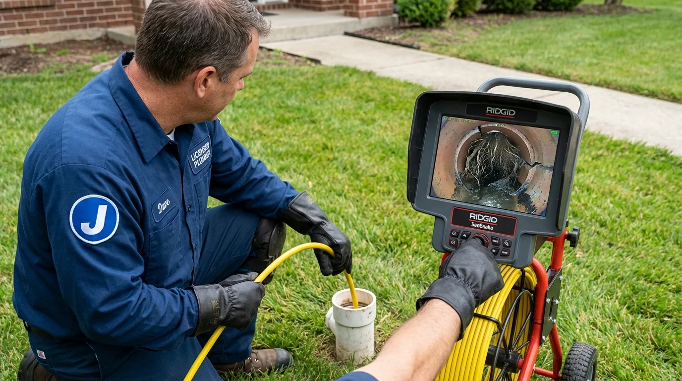 Sewer camera inspection being performed by Johns Plumbing LLC in New Haven
